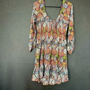 Earthbound Trading Co Dress Women's Small Paisley Boho Breezy Peasant